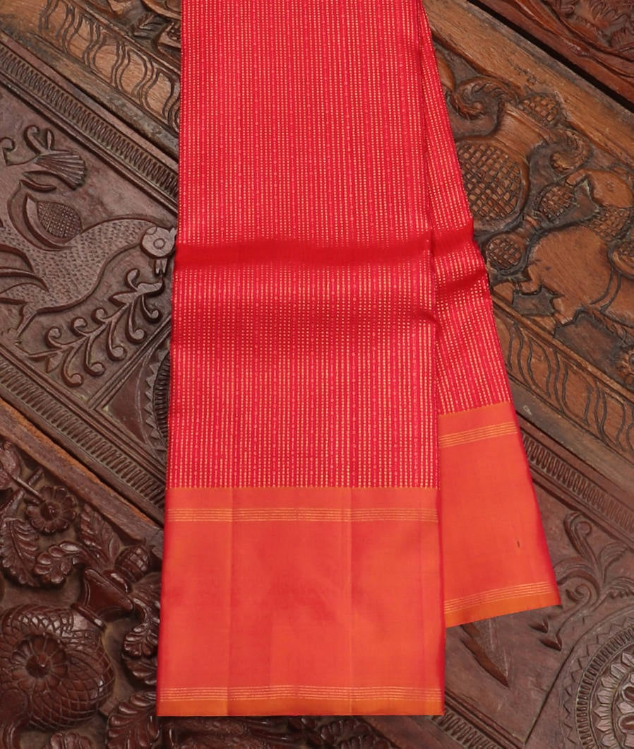 Pinkish Orange Handwoven Kanjivaram Silk Saree T406511-image