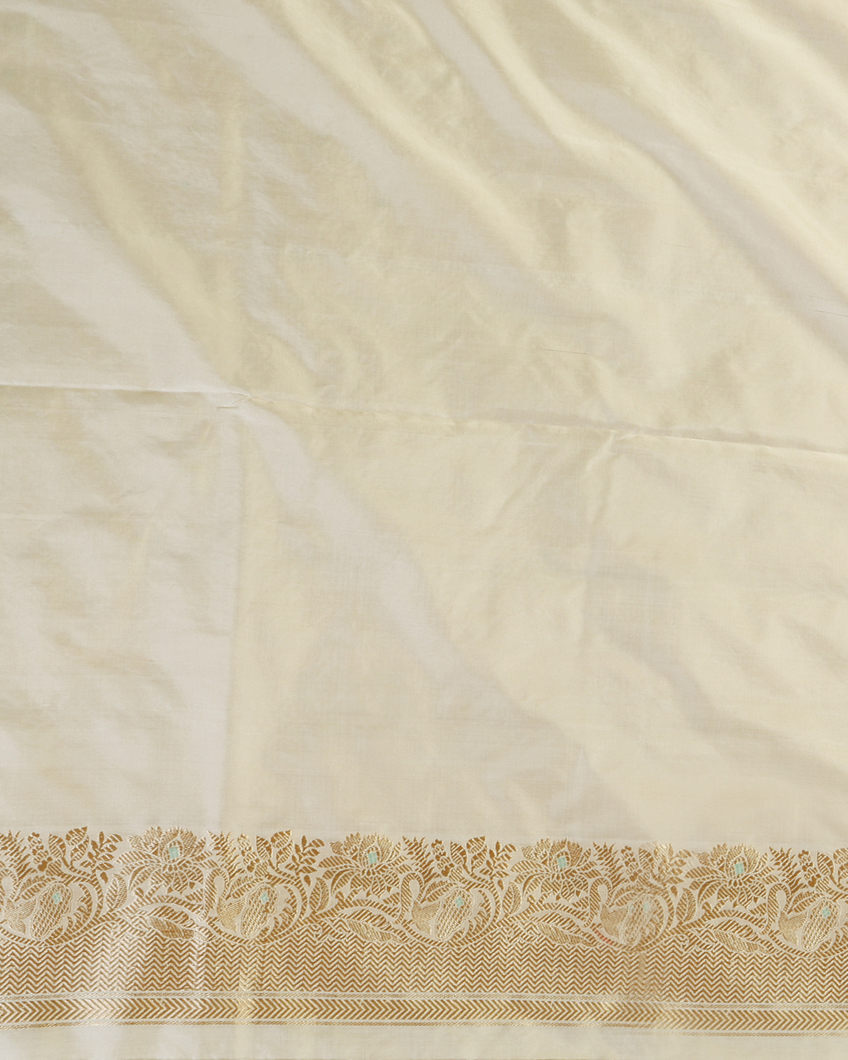 Cream Banaras Silk Saree T4353873