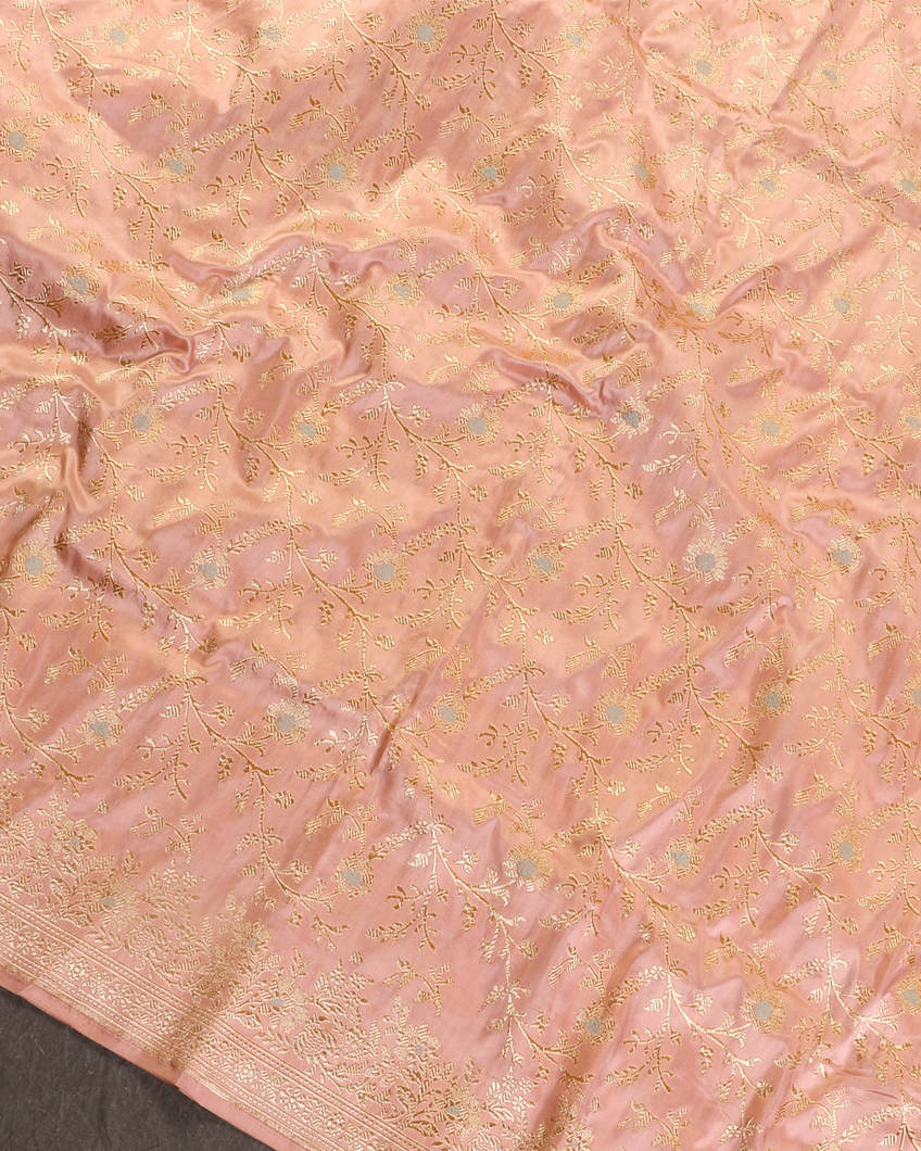 Peach Banaras Silk Saree T4254014