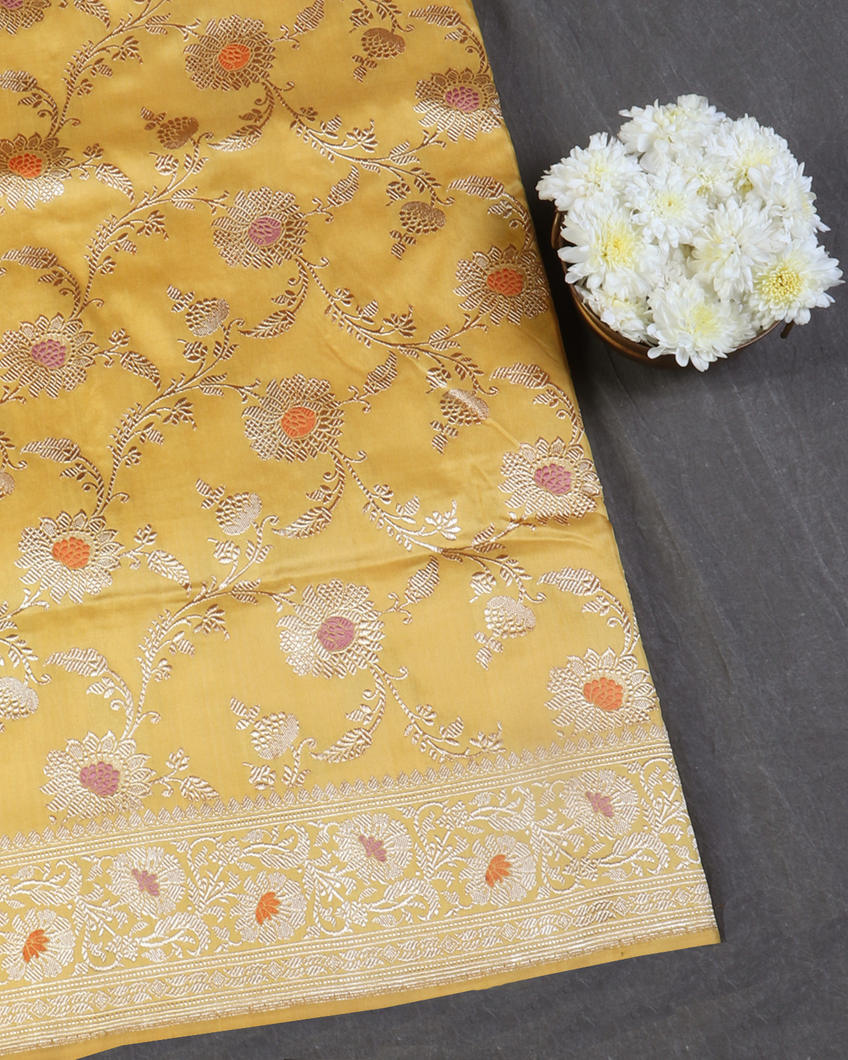 Yellow Banaras Silk Saree T435389-image