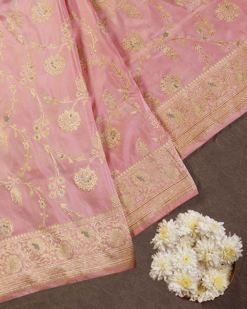 Pink Banaras Silk Saree T4254032