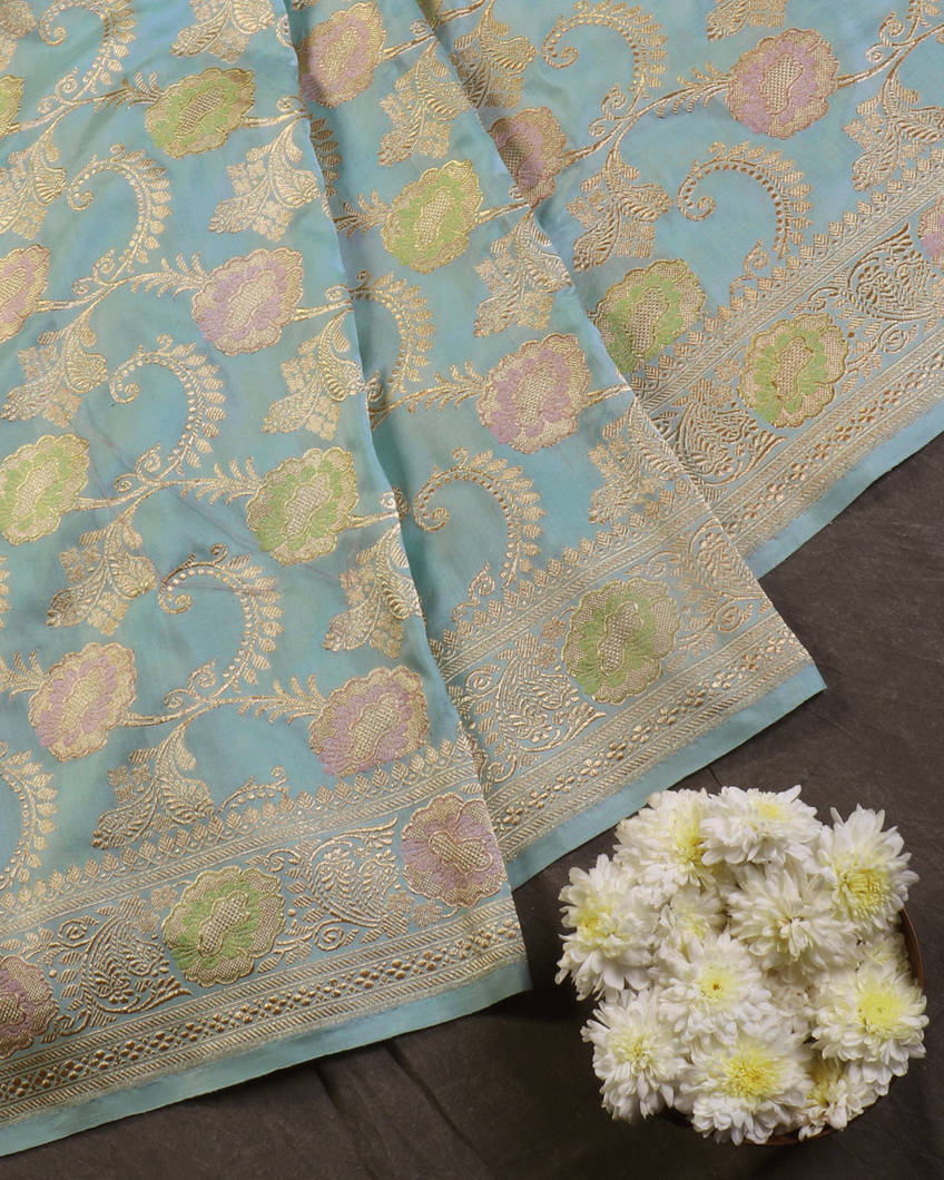 Blue Banaras Silk Saree T4254052
