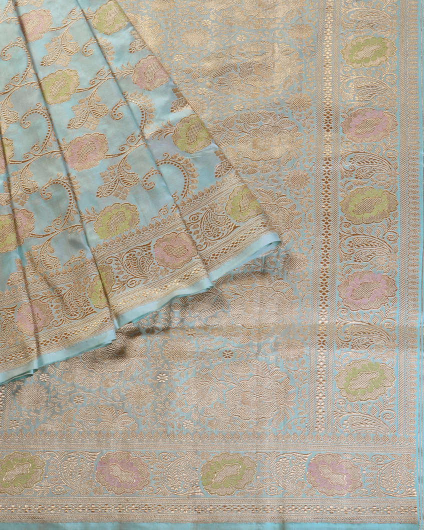 Blue Banaras Silk Saree T4254055