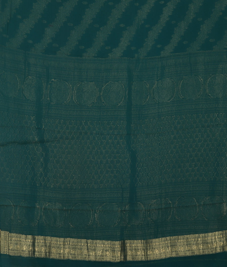 Peacock Blue Banaras Georgette Silk Saree T3899313