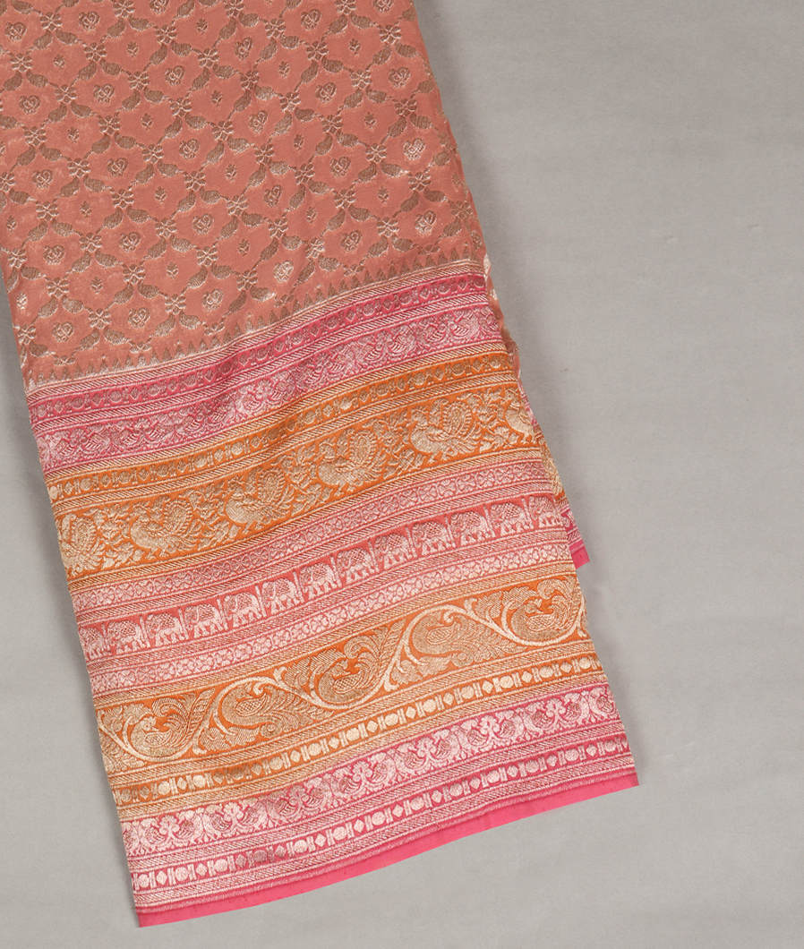 Mauve Pink Banaras Georgette Silk Saree T424993-image