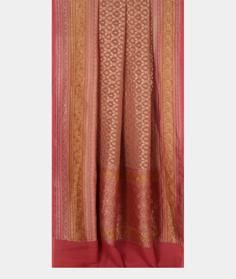 Mauve Pink Banaras Georgette Silk Saree T4249932