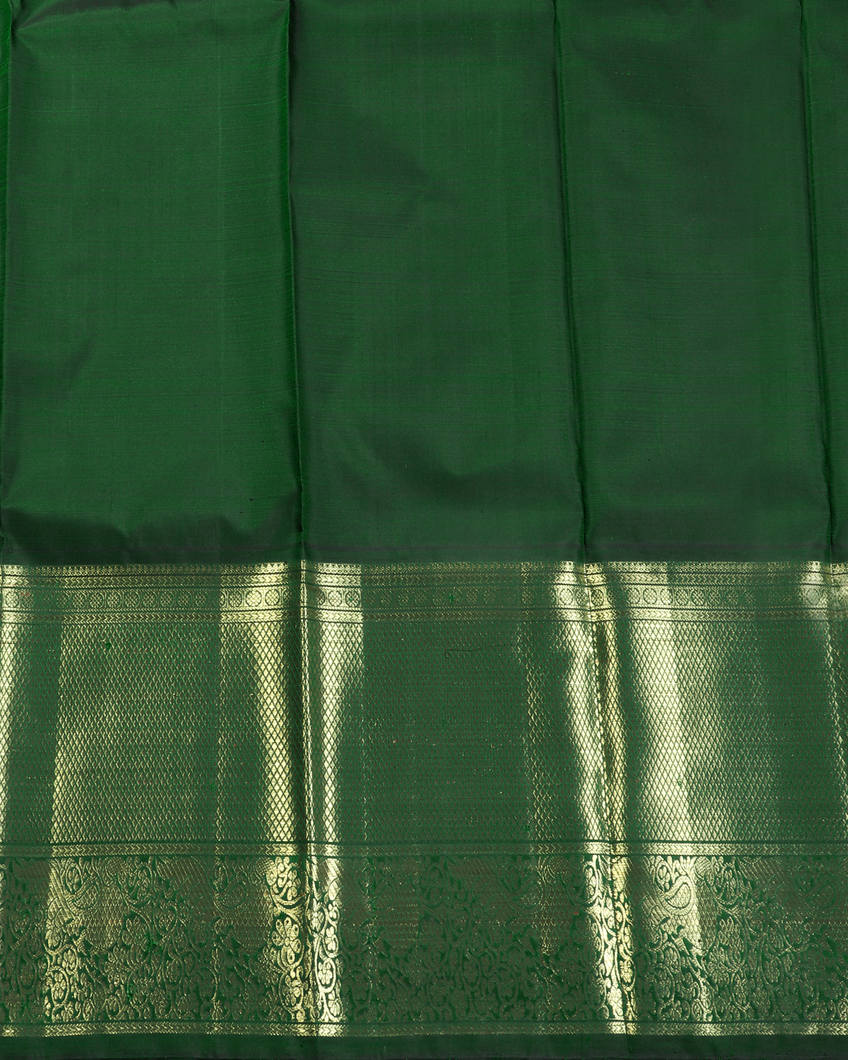 Orangish Pink Handwoven Kanjivaram Silk Pavadai and Dupatta T3995013