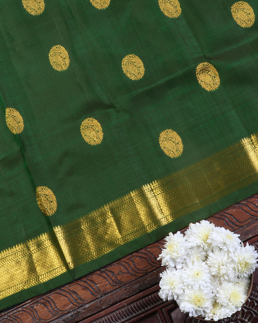 Orangish Pink Handwoven Kanjivaram Silk Pavadai and Dupatta T3995014