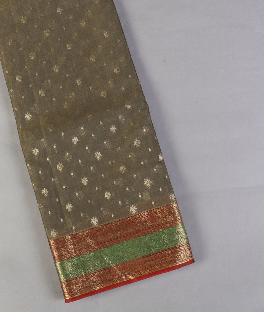 Green Silk Cotton Saree T436178-image