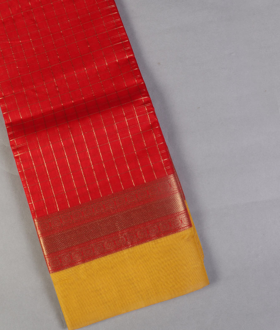 Red Silk Cotton Saree T436241-image