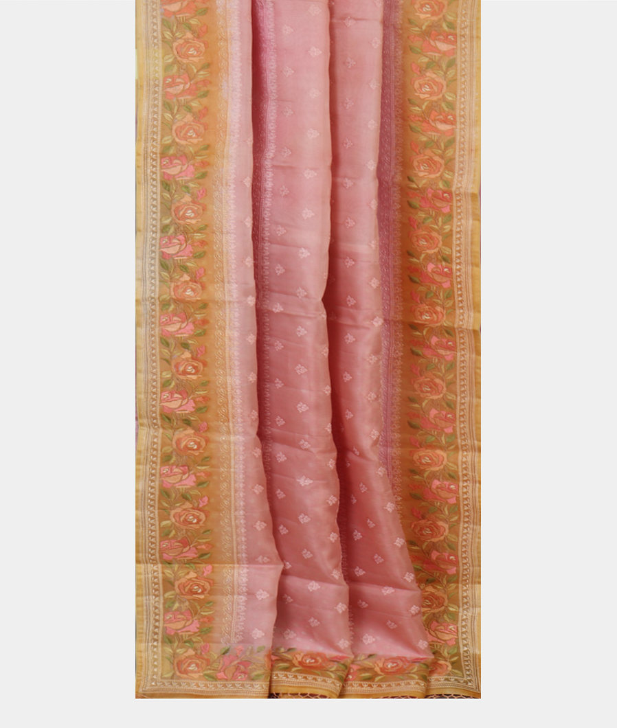 Pink Kora Organza Embroidery Saree T3685492