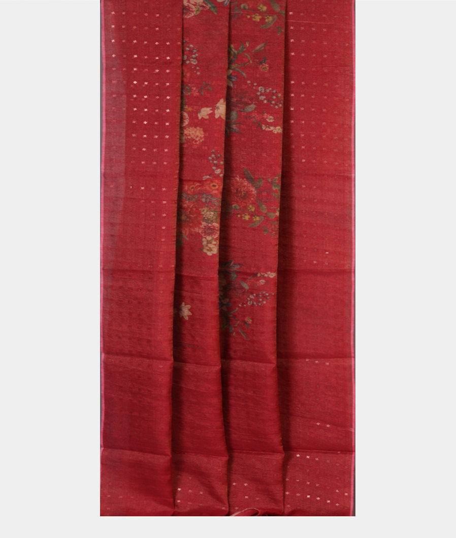 Reddish Pink Tissue Tussar Printed Saree T4301822