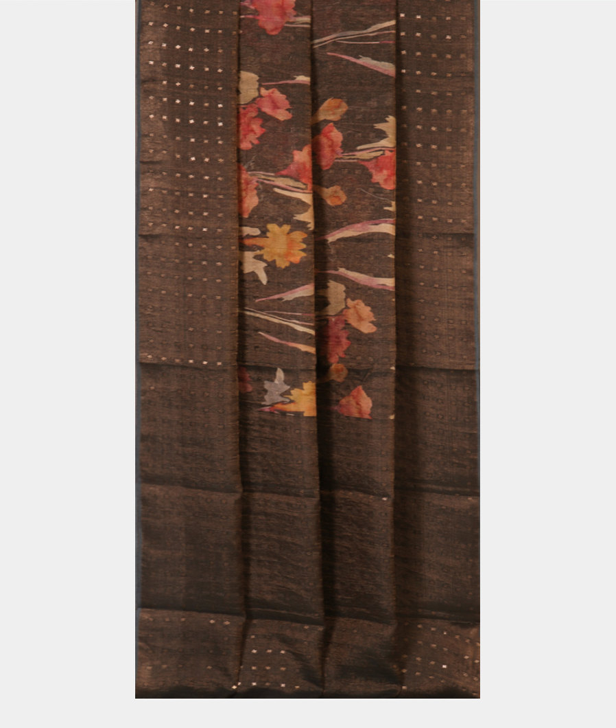 Black Tissue Tussar Printed Saree T4284432