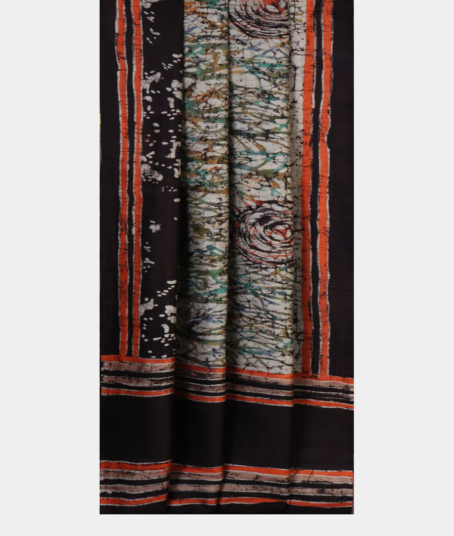 Multicolour Batik Printed Silk Saree T3916802