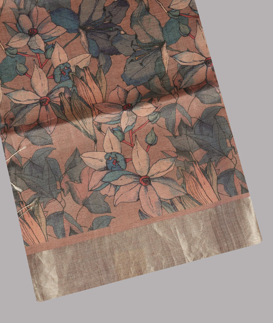 Pink Tussar Printed Saree T430140-image