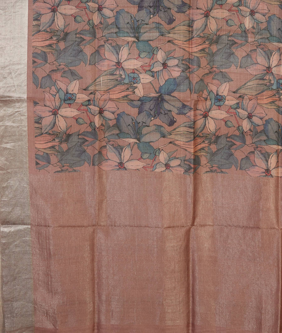 Pink Tussar Printed Saree T4301404