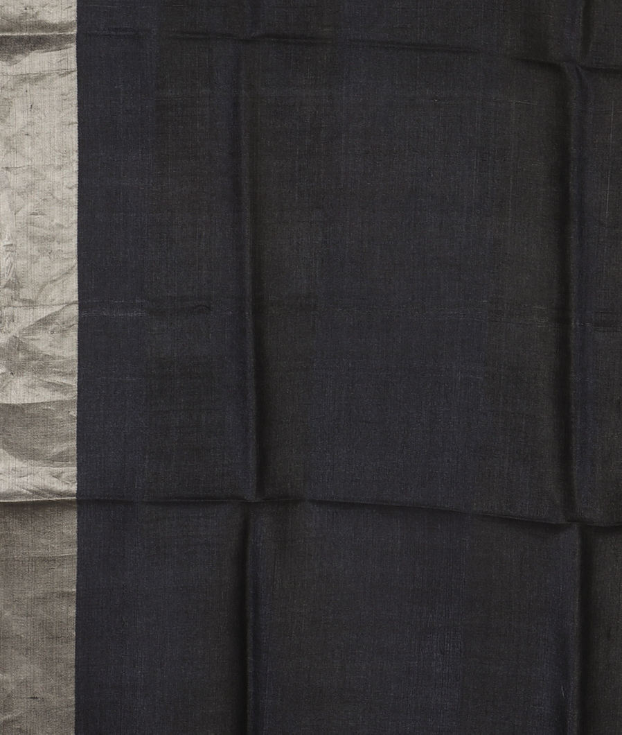 Dark Grey Tussar Printed Saree T4301353