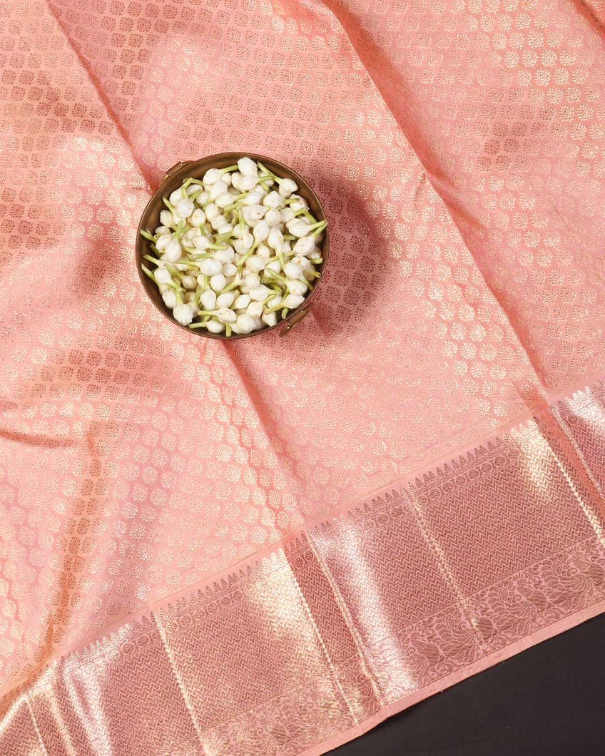 Peach Handwoven Kanjivaram Silk Saree T420725-image