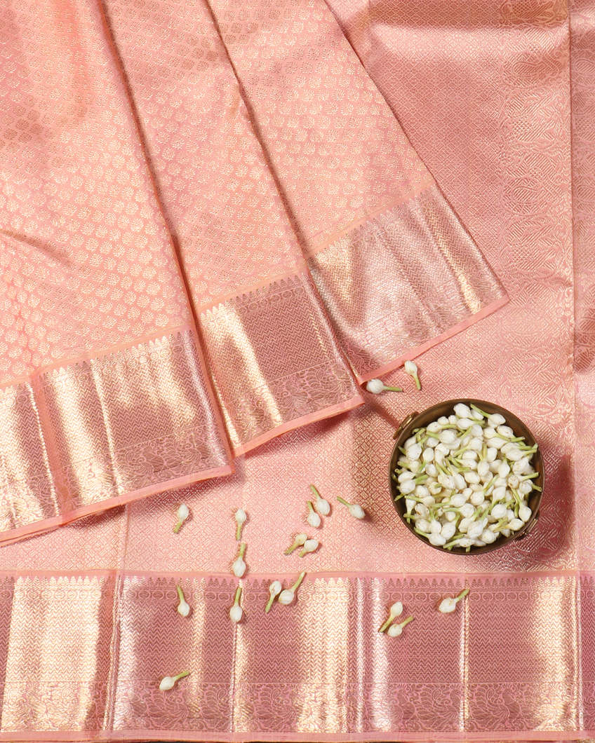 Peach Handwoven Kanjivaram Silk Saree T4207252