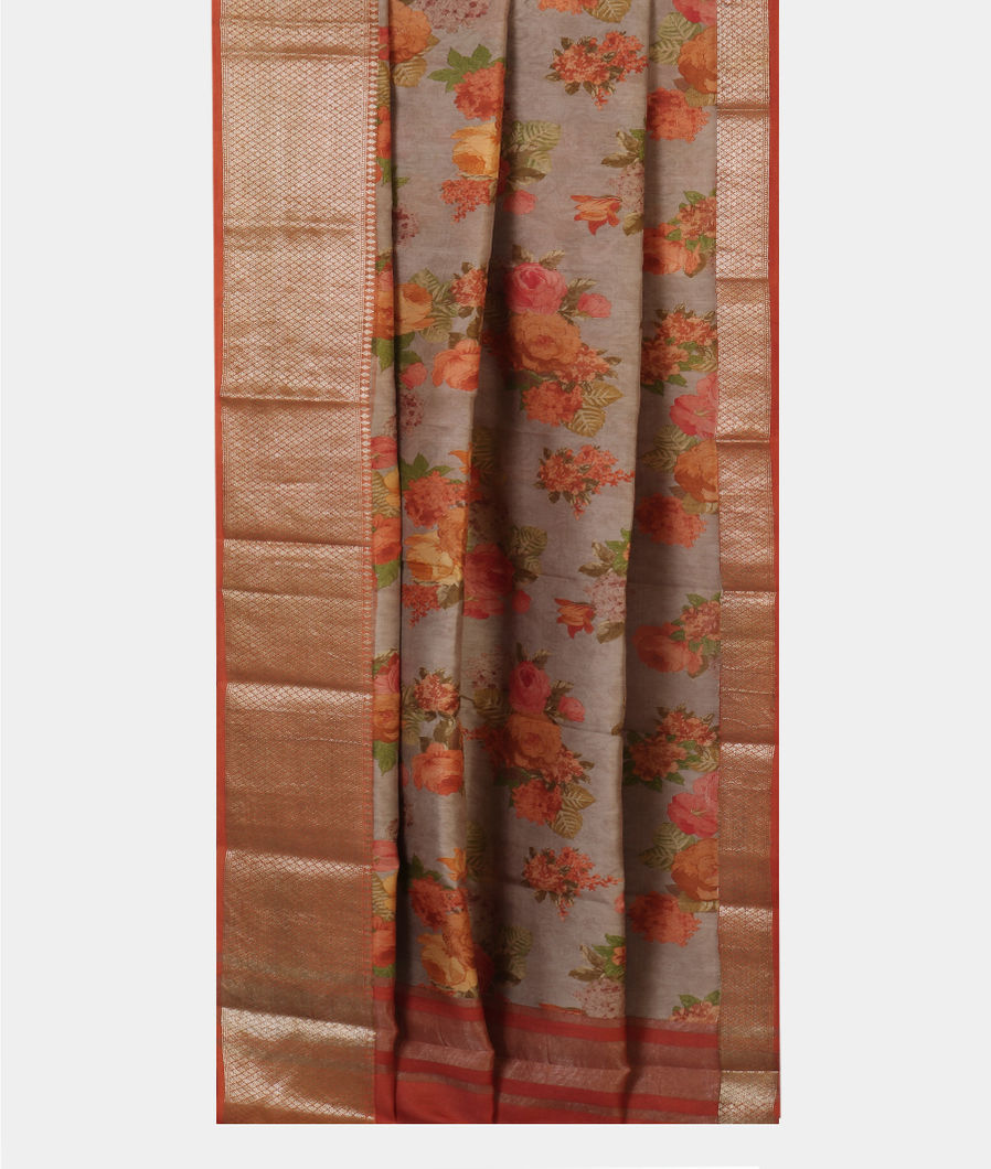 Grey Chaniya Silk Saree T4316282