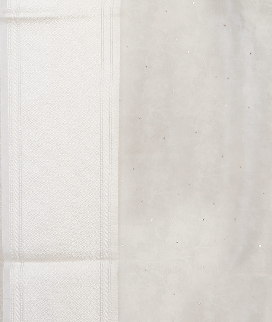 White Kora Organza Embroidery Saree T4326753