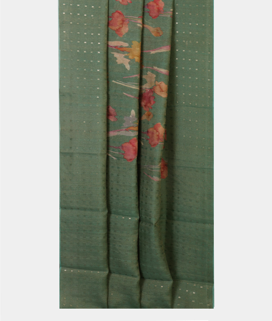 Green Tissue Tussar Printed Saree T4284422