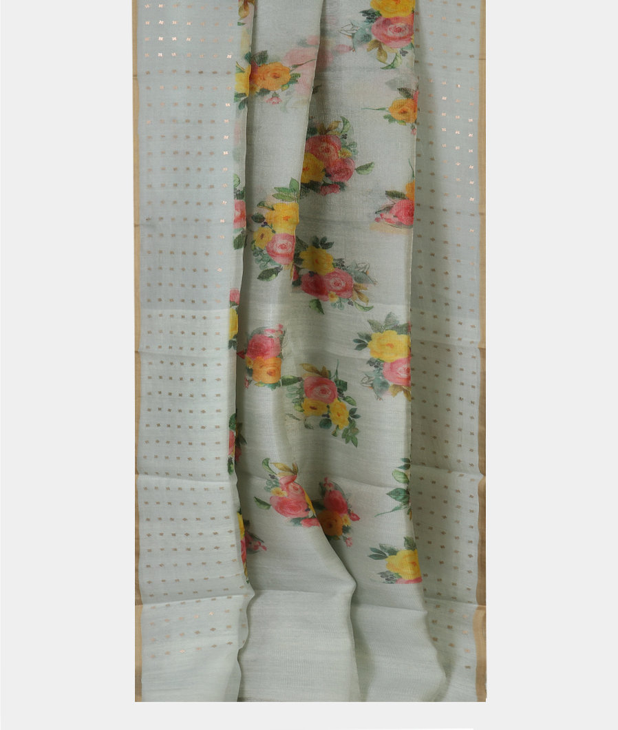 Blue Tissue Organza Printed Saree T4318922