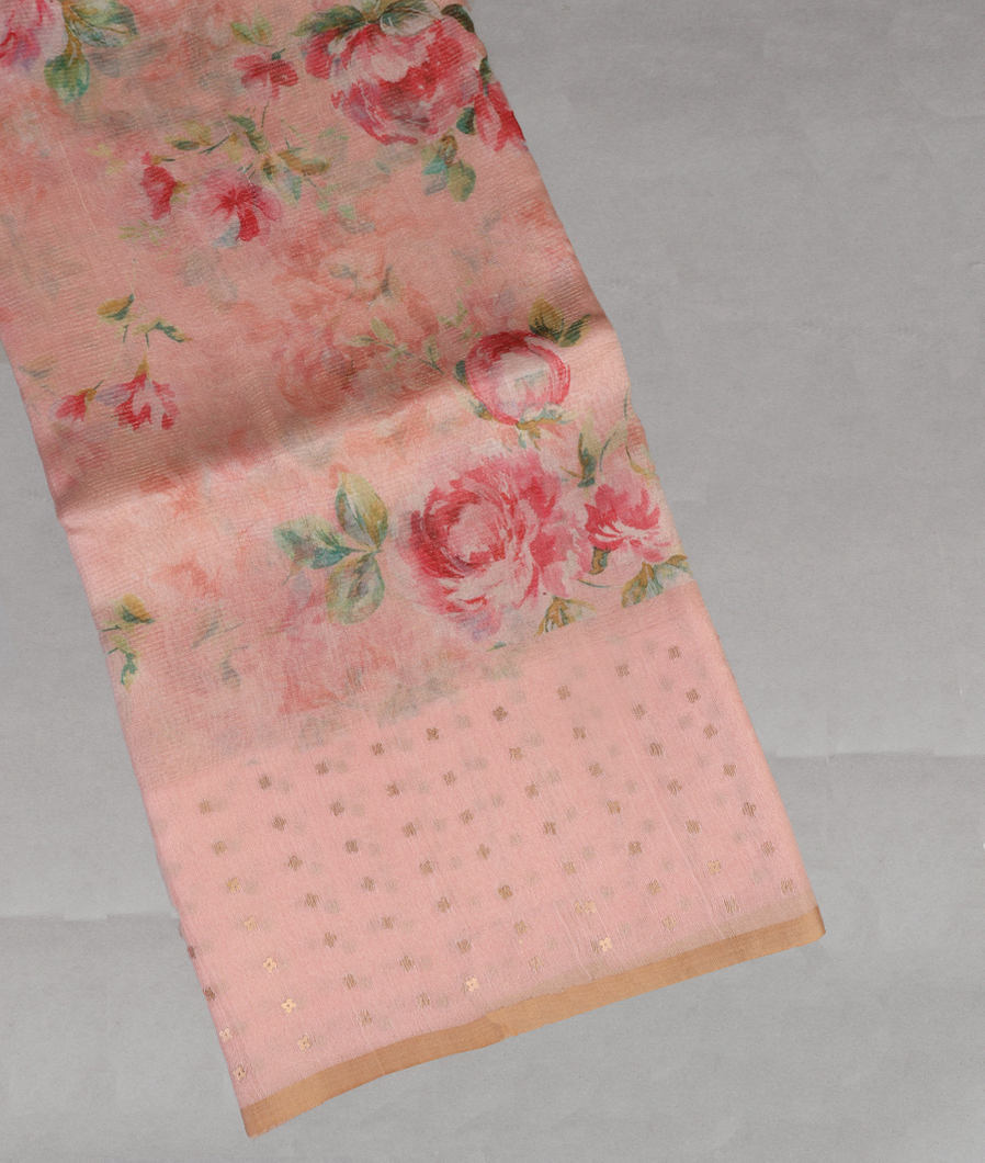 Pink Tissue Organza Printed Saree T430085-image