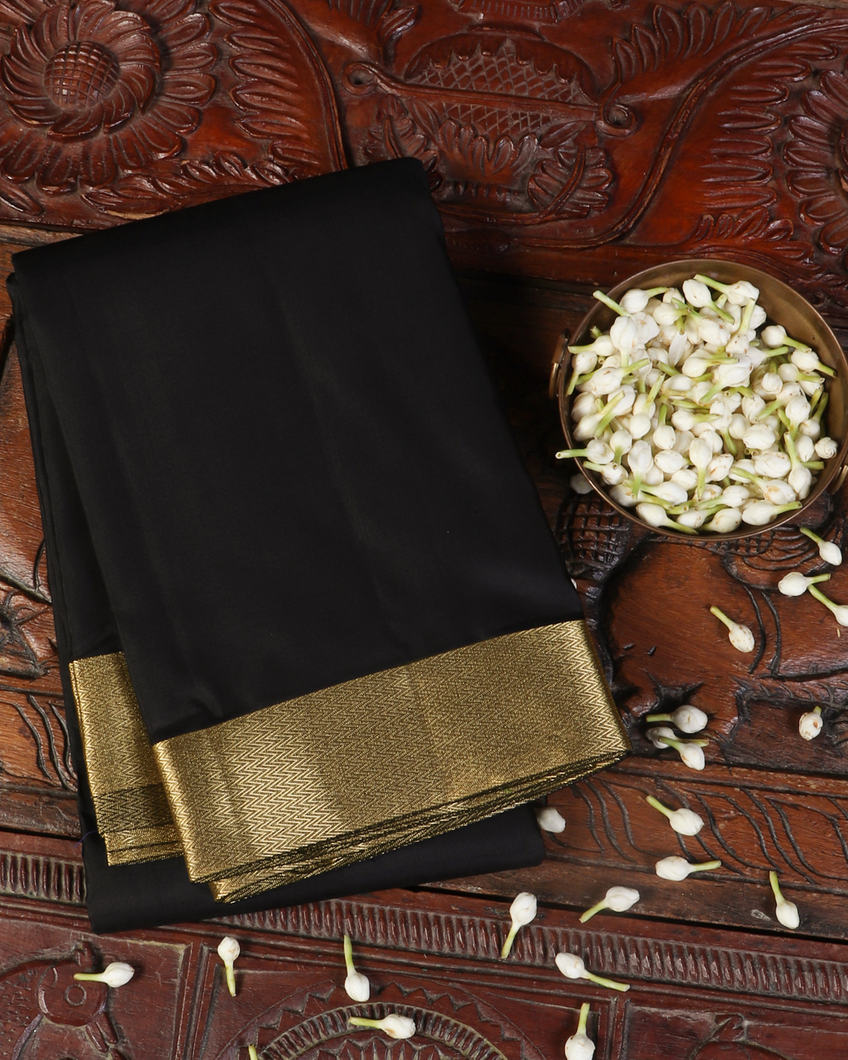 Black Soft Silk Saree T435426-image