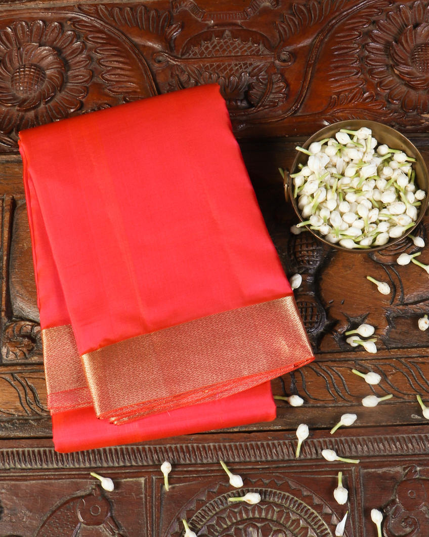 Pinkish Orange Soft Silk Saree T435428-image