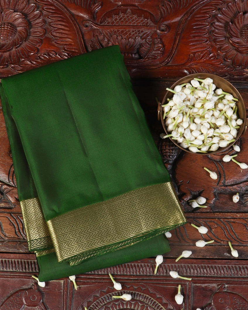 Bottle Green Soft Silk Saree T435418-image