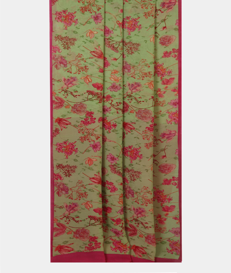 Green Georgette Silk Saree T4313832