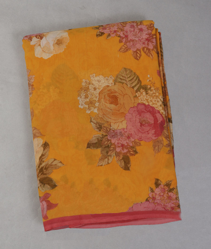 Yellow Georgette Silk Saree T431385-image