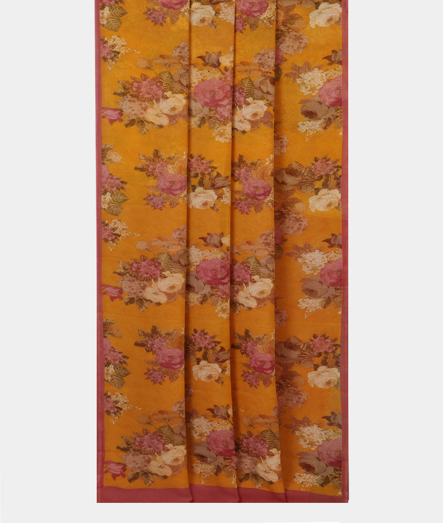 Yellow Georgette Silk Saree T4313852