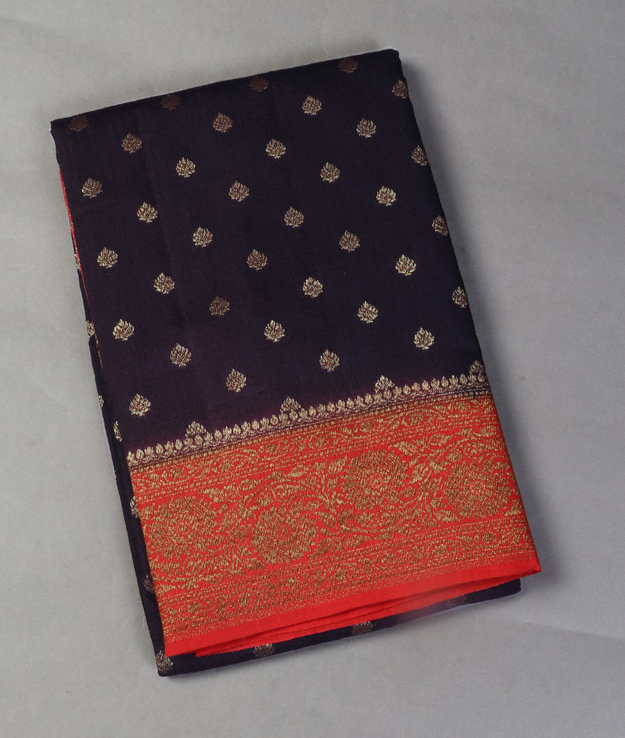 Midnight Blue Banaras Tussar Saree T436527-image
