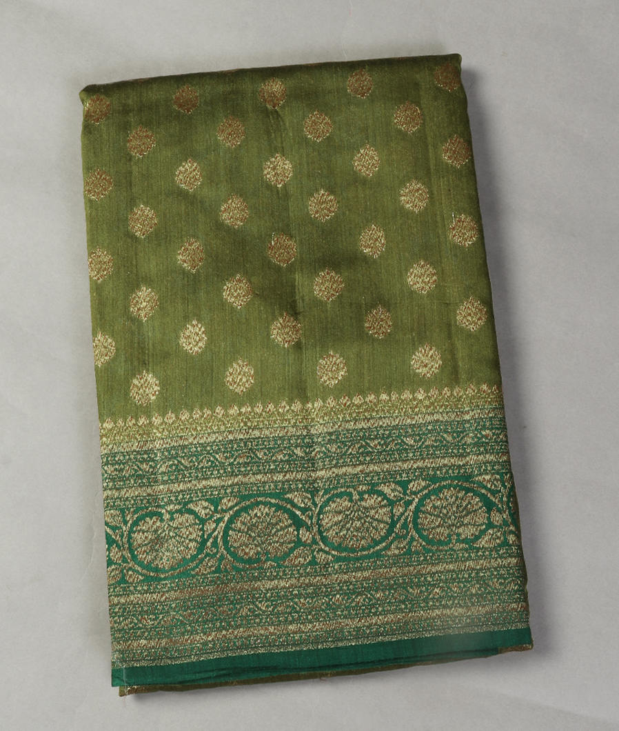Green Banaras Tussar Saree T436571-image