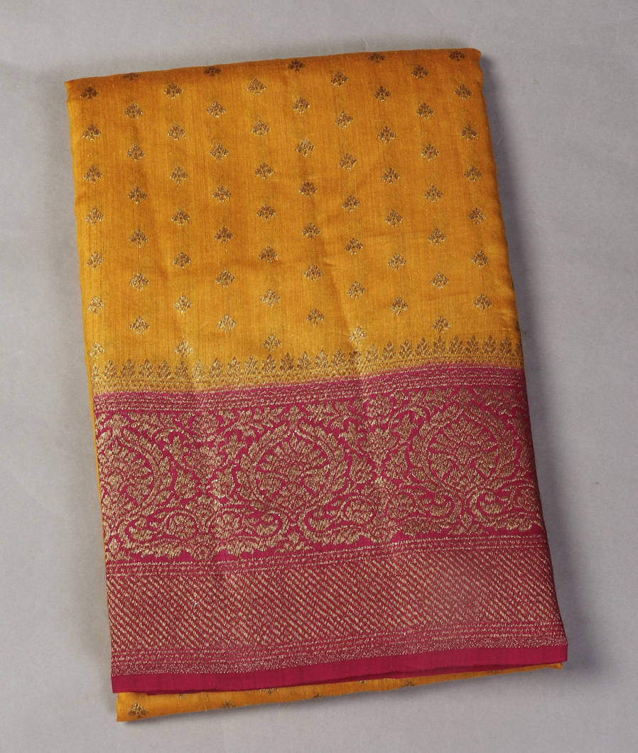 Yellow Banaras Tussar Saree T436513-image