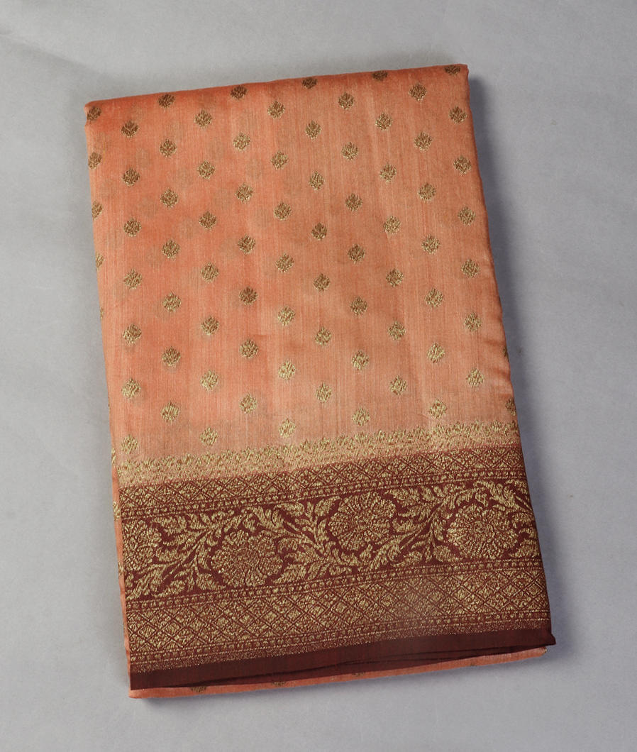 Peach Banaras Tussar Saree T436507-image