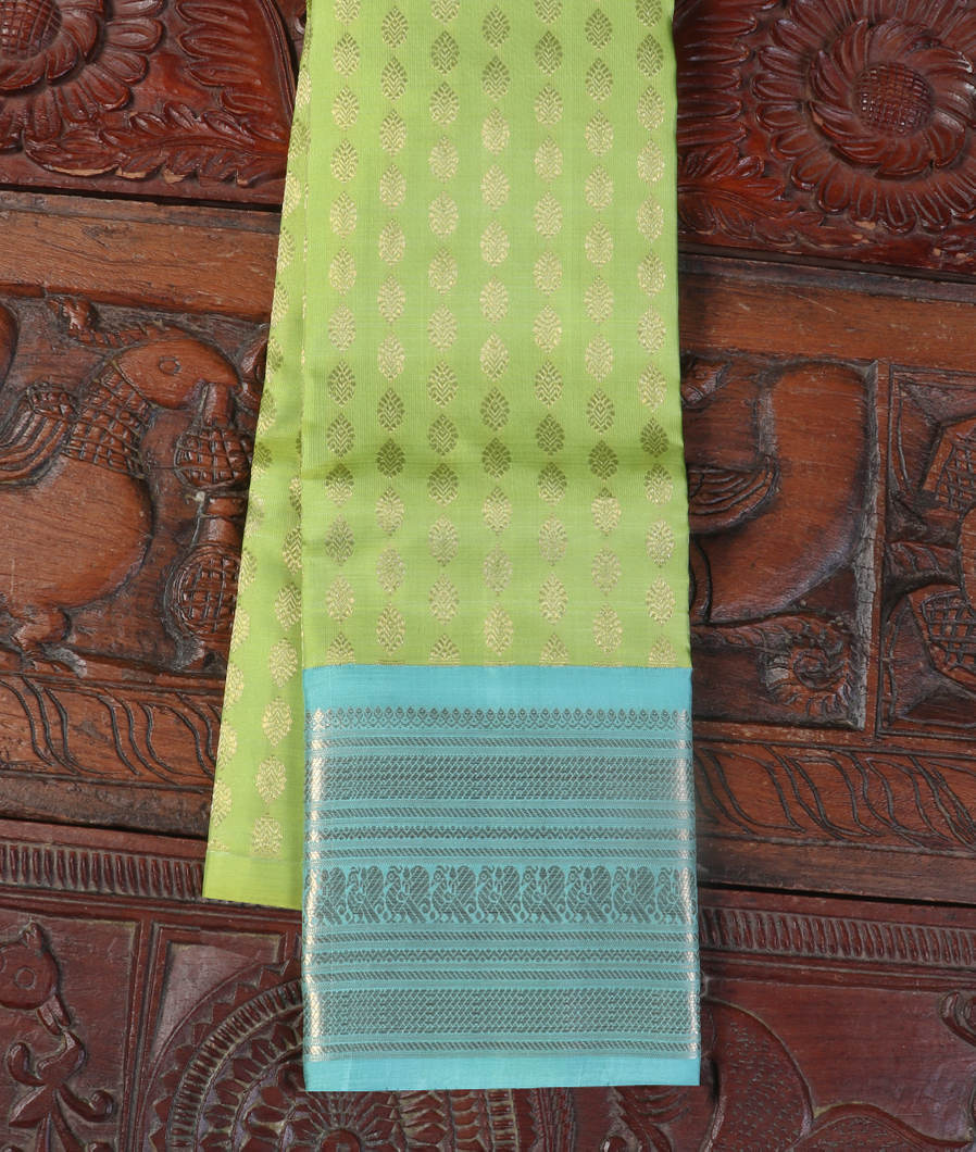 Green Handwoven Kanjivaram Silk Kids Pavadai T432414-image