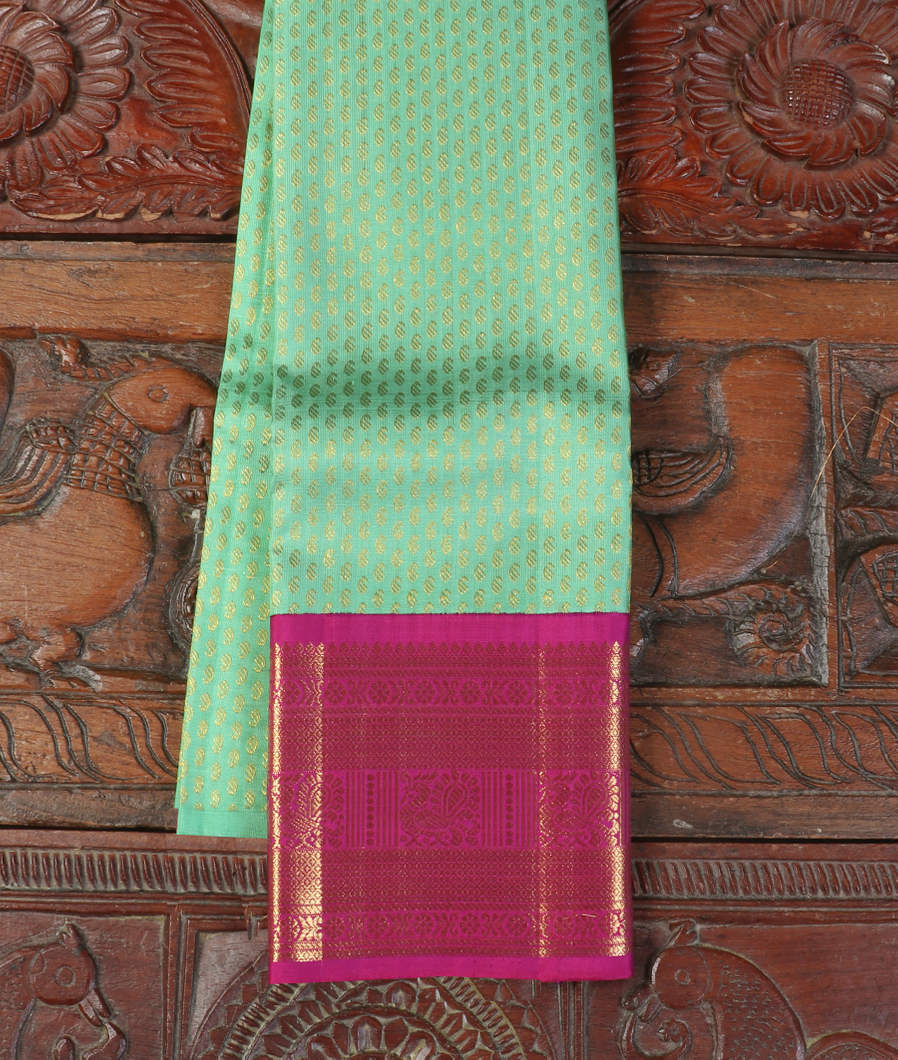 Green Handwoven Kanjivaram Silk Kids Pavadai T432438-image