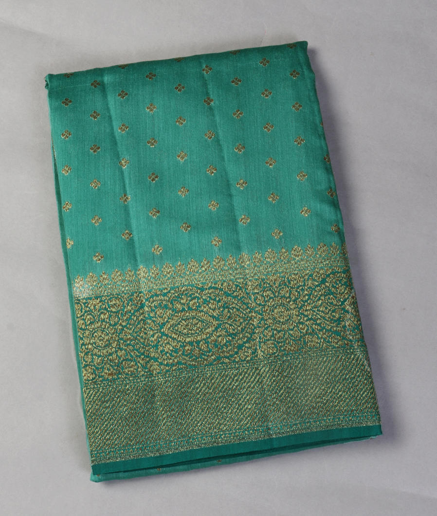 Green Banaras Tussar Saree T436509-image