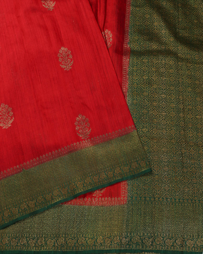 Red Banaras Tussar Saree T4055842