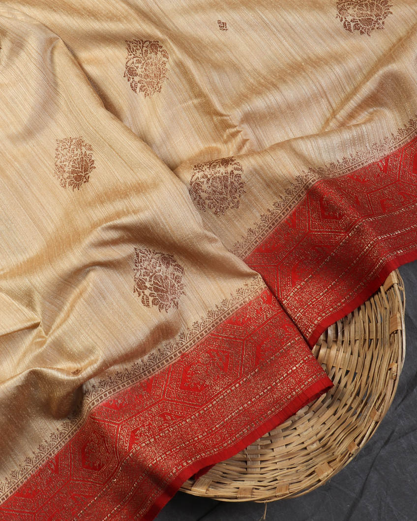Beige Banaras Tussar Saree T425890-image