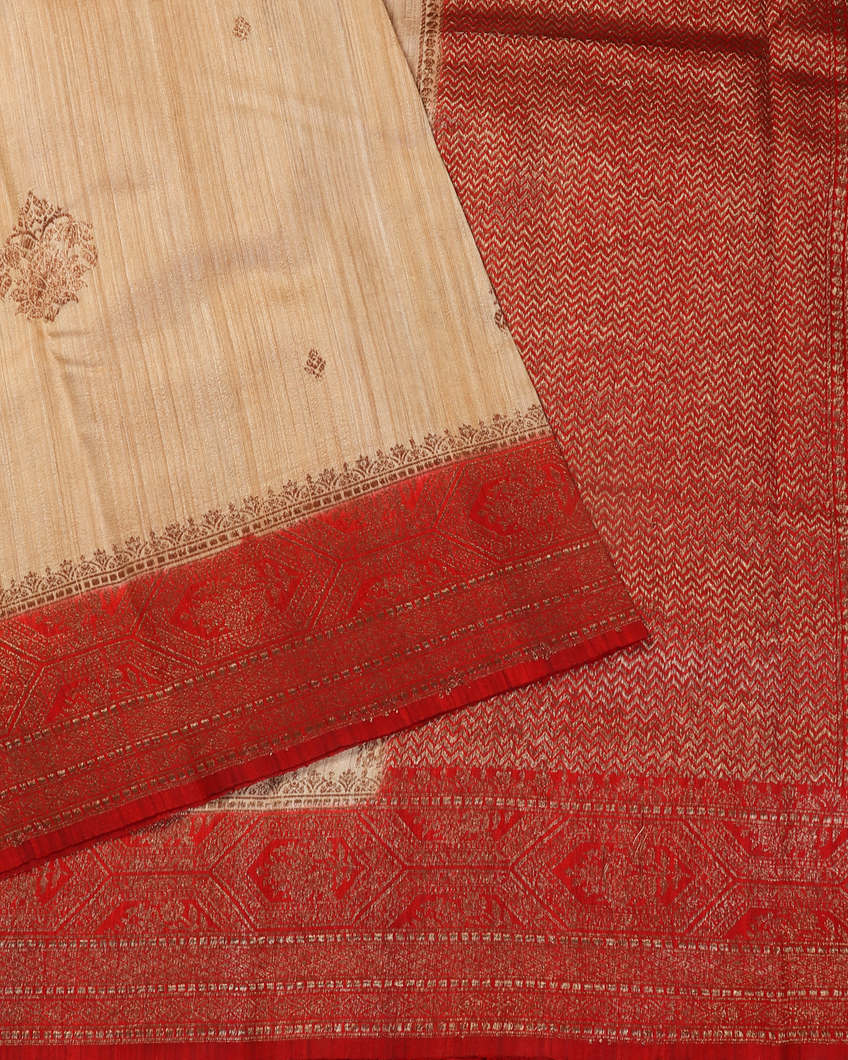 Beige Banaras Tussar Saree T4258902