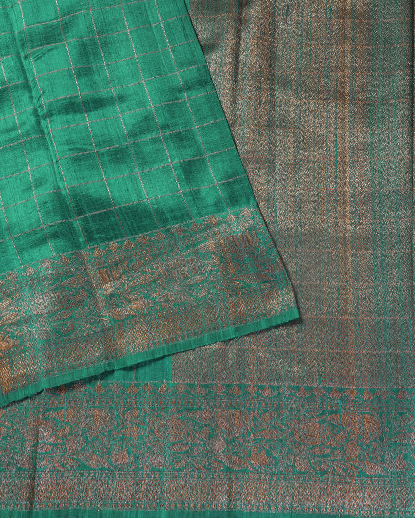 Green Banaras Tussar Saree T4356282
