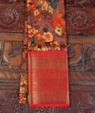 Brown Printed Kanjivaram Silk Pavadai T1836501