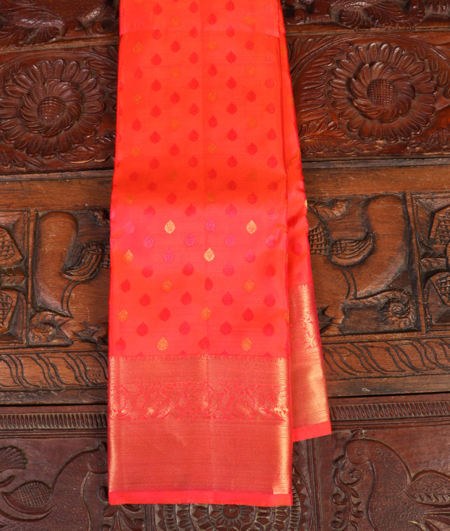 Orangish Pink Soft Silk Saree T437447-image