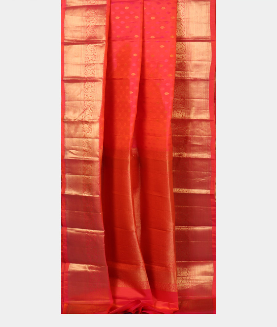 Orangish Pink Soft Silk Saree T4374472