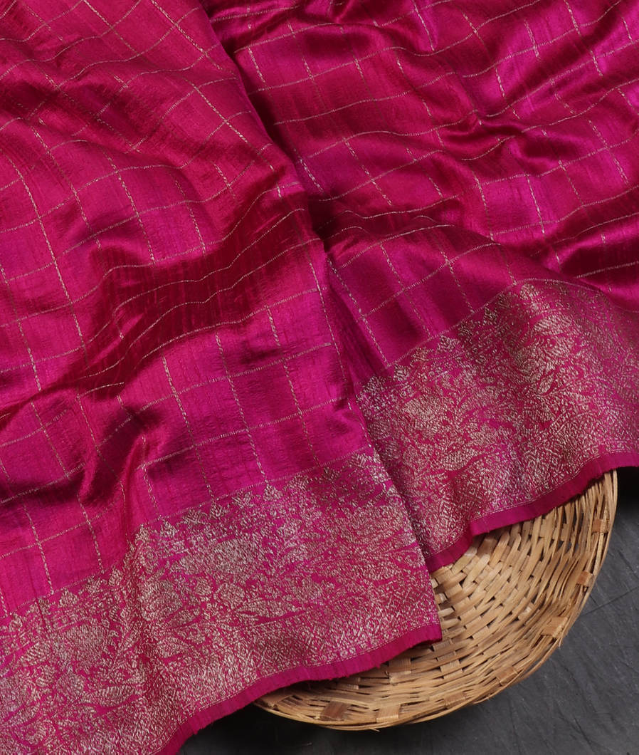 Magenta Banaras Tussar Saree T435633-image