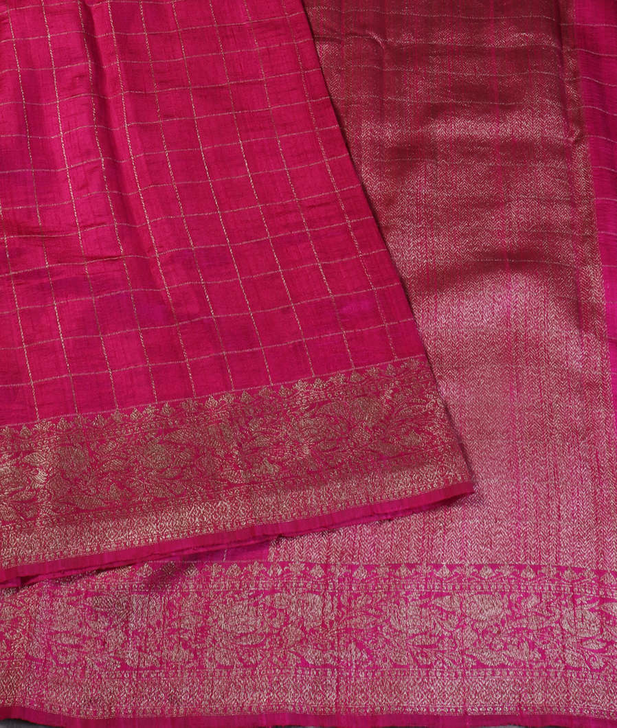 Magenta Banaras Tussar Saree T4356332